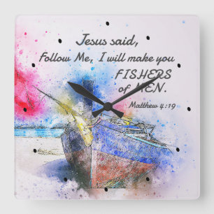 Matthew 4:19 Jesus sagte, Folge mir Bibel Verse Quadratische Wanduhr