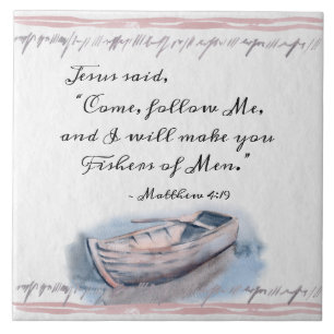 Matthew 4:19 Jesus sagte: "Komm mir hinterher" Bib Fliese