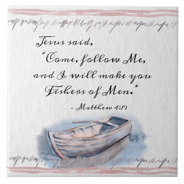 Matthew 4:19 Jesus sagte: "Komm mir hinterher" Bib Fliese (Vorderseite)