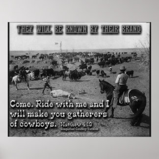 Matthew 4:19 Vereinfachte Cowboy-Version Poster
