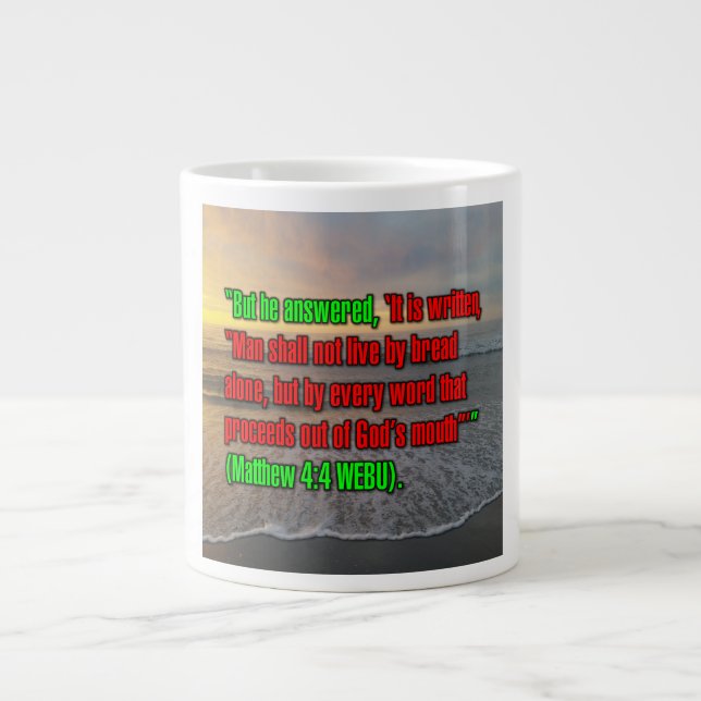 Matthew 4:4 WEBU Mug Jumbo-Tasse (Vorderseite)