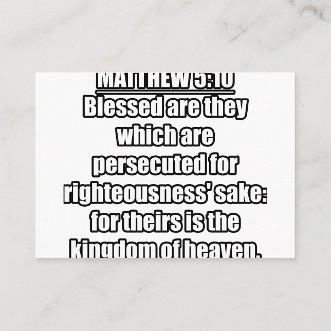 Matthew 5:10 KJV Bible Verse Typografie Begleitkarte (Rückseite)