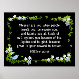 Matthew 5:11-12 Selig sind Sie Beatitudes Bibel Poster