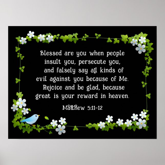Matthew 5:11-12 Selig sind Sie Beatitudes Bibel Poster (Vorne)