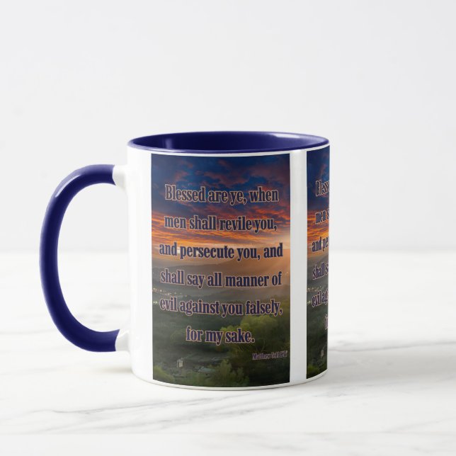 Matthew 5:11 KJV Bible Verse Pic Two-Tone Tasse (Links)