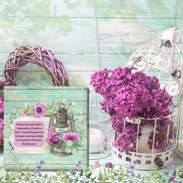 Matthew 5:15 Vintage Kerosene Lantern Magnet (Matthew 5:15 floral magnet)