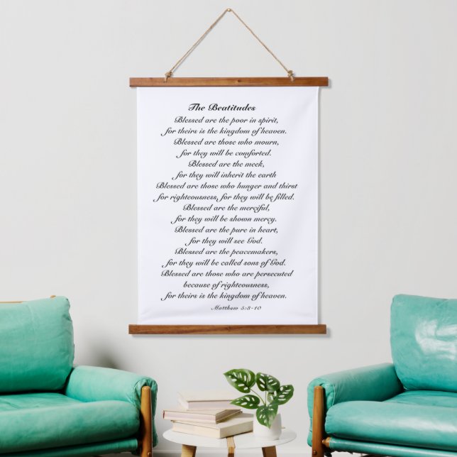 Matthew 5:3-10 Beatitudes Sermon auf dem Berg Wandteppich Mit Holzrahmen (Wohnzimmer)