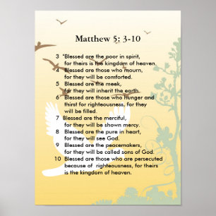 Matthew 5 3-10 Jesus-Predigt Poster