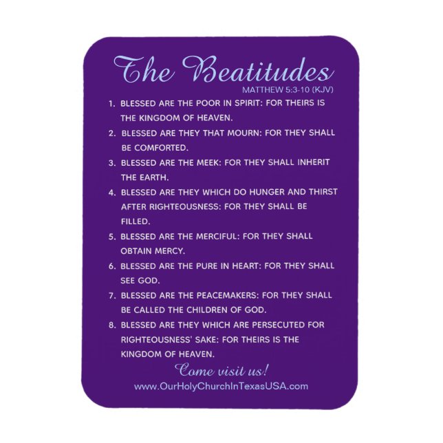 Matthew 5:3 bis 5:10 Heilige Schrift 8 Beatitudes Magnet (Vertikal)