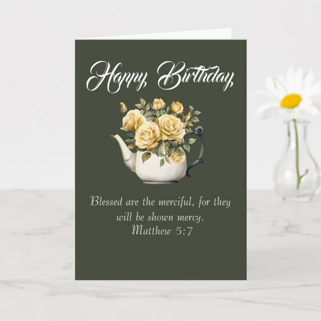 Matthew 5:7 Christian Birthday Wishes Karte (Kleine Pflanze)