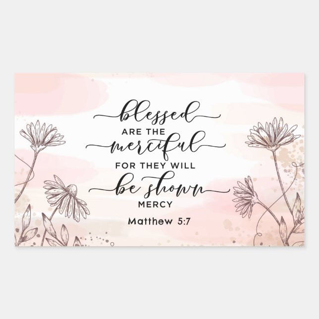 Matthew 5:7 Gesegnet sind die barmherzige Bibelver Rechteckiger Aufkleber (Vorderseite)