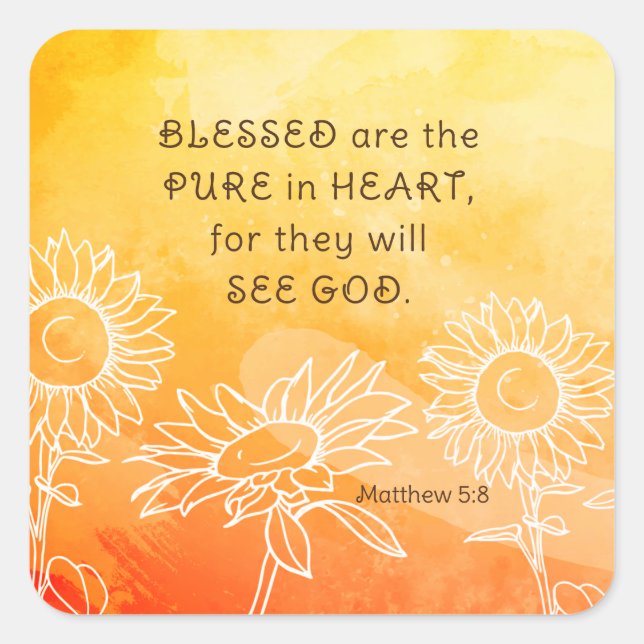 Matthew 5:8 Gesegnet sind reine in Heart Bible Ver Quadratischer Aufkleber (Vorderseite)