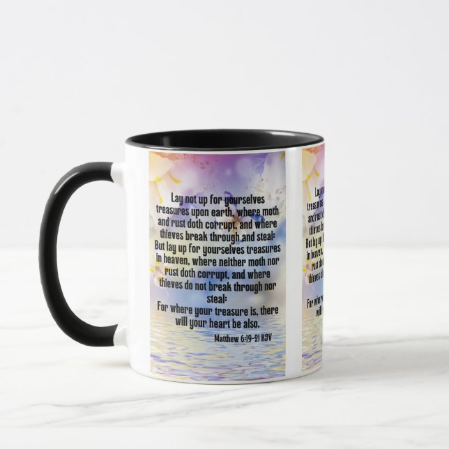 Matthew 6:19-21 KJV Bible Scripture Pic Two-Tone Tasse (Links)
