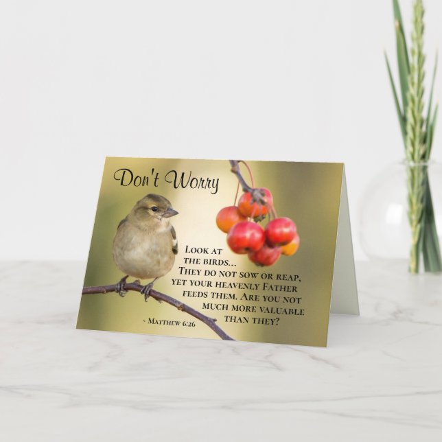Matthew 6:26 Die Vögel säen oder ernten noch nicht Karte (Vorderseite)