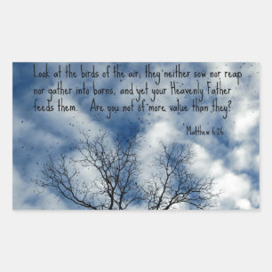 Matthew 6:26 Schauen Sie sich die Vögel der Luft a Rechteckiger Aufkleber