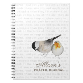 Matthew 6:26 Watercolor Birds Prayer Journal Notizblock