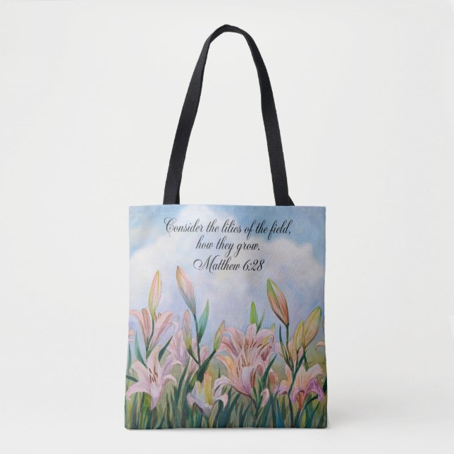 Matthew 6:28 Aquarellfarben Lilies (Vorderseite)