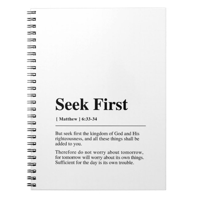 Matthew 6:33-34 Seek First Notizblock (Vorderseite)