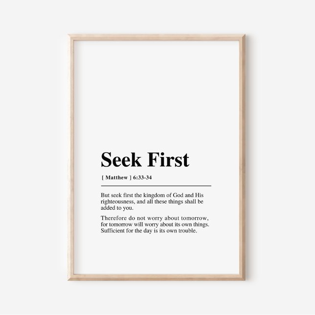 Matthew 6:33-34 Seek First Poster (Von Creator hochgeladen)