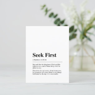 Matthew 6:33-34 Seek First Postkarte