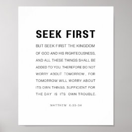 Matthew 6:33-34 Seek zuerst das Königreich Gottes Poster