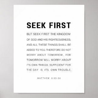 Matthew 6:33-34 Seek zuerst das Königreich Gottes Poster