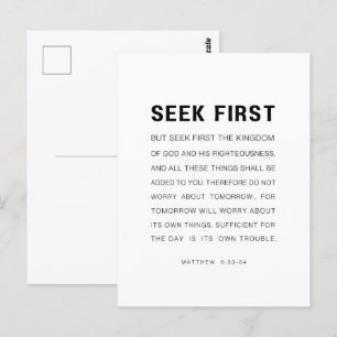 Matthew 6:33-34 Seek zuerst das Königreich Gottes Postkarte