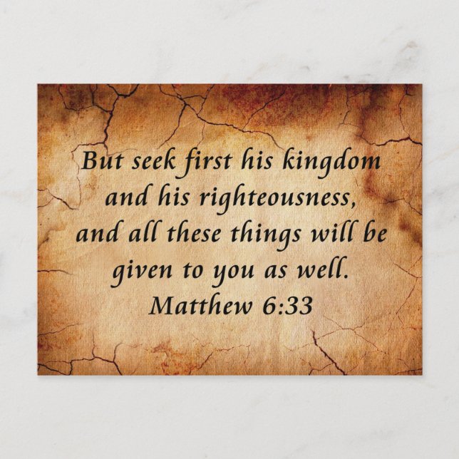Matthew 6:33 Bibelverse Postkarte (Vorderseite)