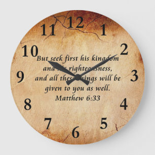 Matthew 6:33 Bible Verse Große Wanduhr