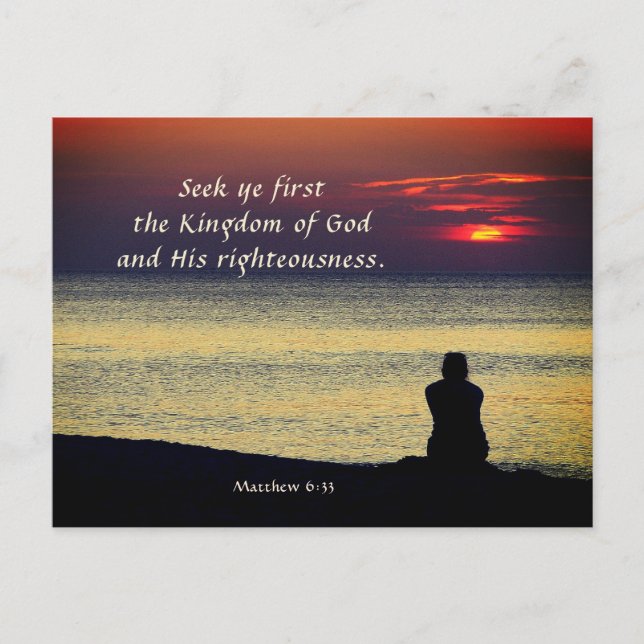 Matthew 6:33 Seek Erster Reich Gottes Ozean Postkarte (Vorderseite)