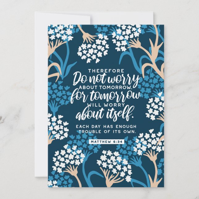 Matthew 6:34 Bibelverse Feiertagskarte (Vorderseite)