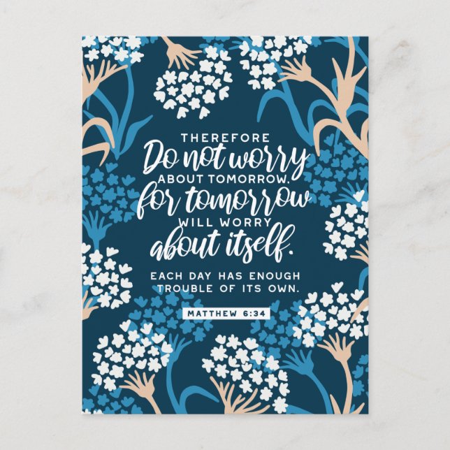 Matthew 6:34 Bibelverse Postkarte (Vorderseite)