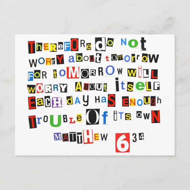 Matthew 6:34 postkarte (Vorderseite)
