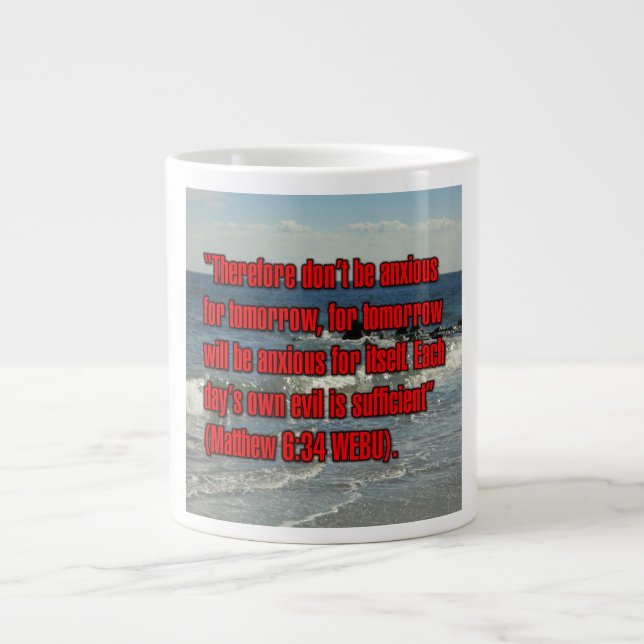 Matthew 6:34 WEBU Mug Jumbo-Tasse (Vorderseite)
