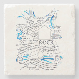 Matthew 7 24 27 House on the Rock Bible Verse Steinuntersetzer