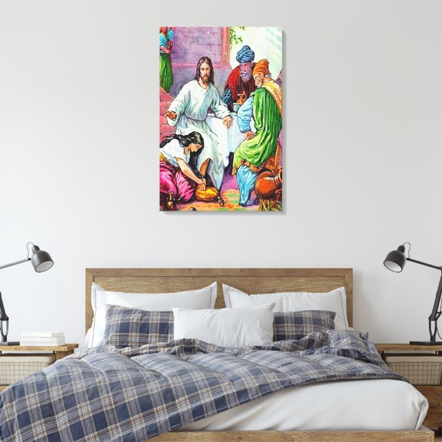 Matthew 7:36-50 Jesus vergibt die Sünden der Frau Leinwanddruck (Insitu (Schlafzimmer))