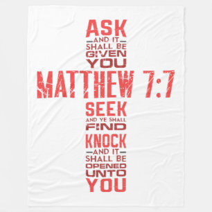 Matthew 7:7 Bibelverse Cross Fleece Blanket