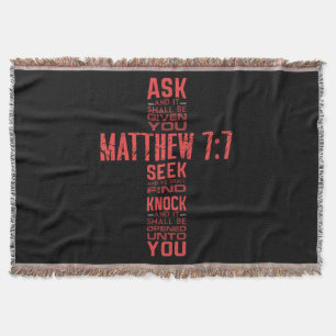 Matthew 7:7 Bible Verse Cross Decke