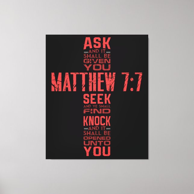 Matthew 7:7 Bible Verse Cross Leinwand Art (Vorderseite)