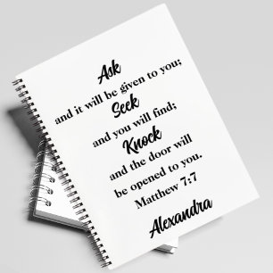 Matthew 7:7 Bible Verse Individuelle Name Notizbuch
