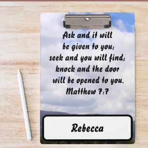 Matthew 7:7 Favorite Custom Bible Verse Klemmbrett