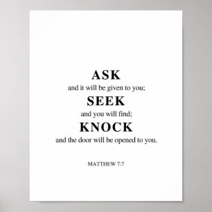 Matthew 7:7 Frag Seek Knock Poster