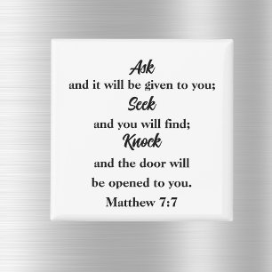 Matthew 7:7 Fragen Seek Knock Bible Verse Magnet