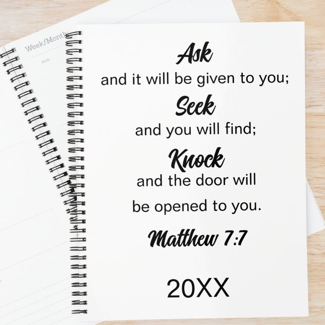 Matthew 7:7 Fragen Seek Knock Bible Verse Planer (Von Creator hochgeladen)
