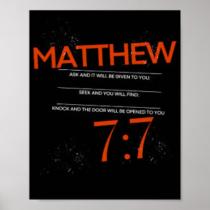 Matthew 7:7 Gefragt, Seek, Knock Scripture Art Poster
