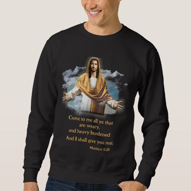Matthew Bible Vers 11:28 Sweatshirt (Vorderseite)
