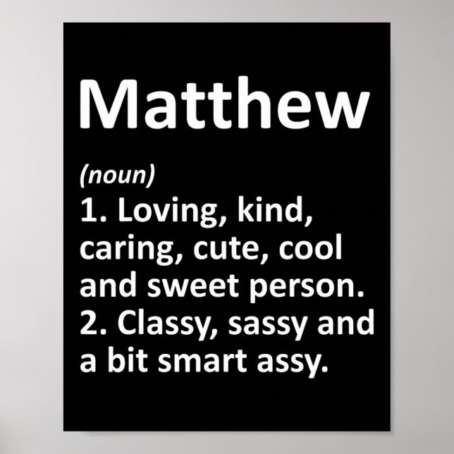Matthew Definition Personalized Name Funny Birthda Poster (Vorne)