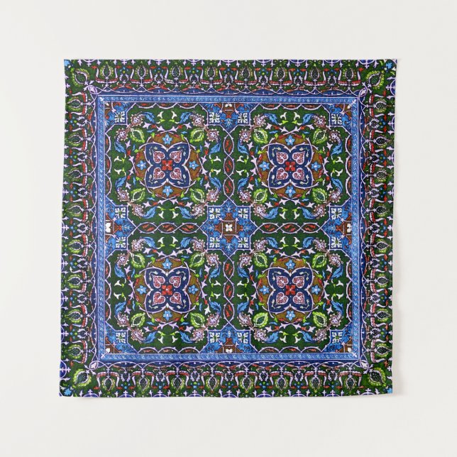 Matthew Digby Wyatt Textile Design in grün blau Wandteppich (Vorderseite)