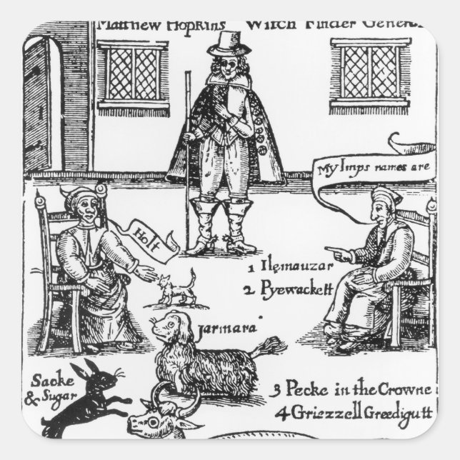 Matthew Hopkins, der Hexenfinder Quadratischer Aufkleber (Vorderseite)