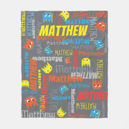 Matthew individuelle Name Pixel Gaming grau Grafik Fleecedecke